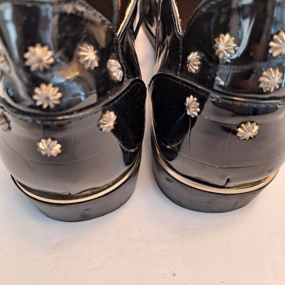 Mens Patent Leather Croc Embossed Shoes Gold Details/Trim/Studs Size 46 … - Picture 5 of 16